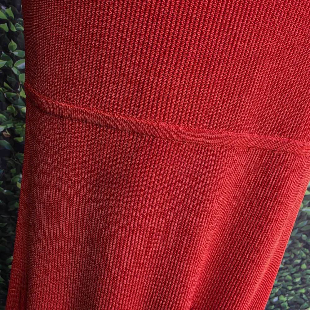 Rachel Roy 1X Orange Ribbed Knit Sleeveless Midi Dress Pleated Hem Plus Size - Picture 7 of 9
